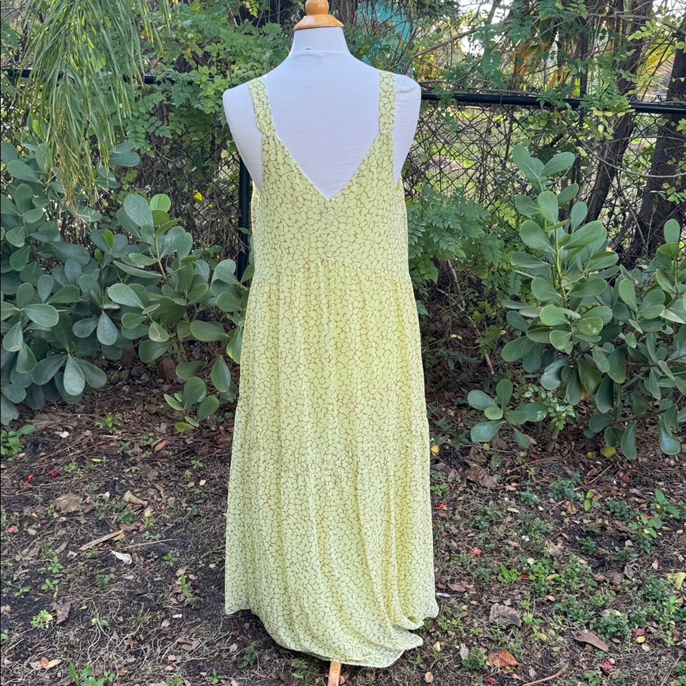 Joie Bondi V-neck Midi Silk Dress in the color Shadow Lime, size Large - Picture 4 of 7